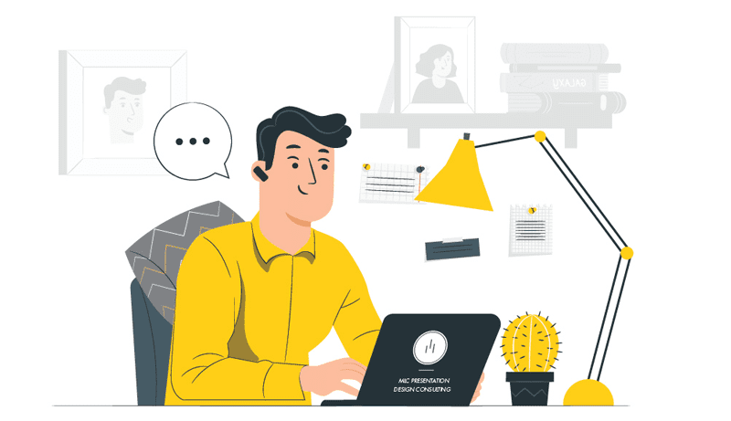 Cartoon Man Giving Virtual Presentation | MLC Design
