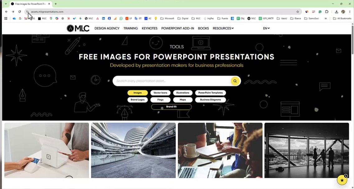 MLC assets portal home page with free editable PowerPoint templates