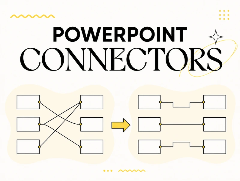 Before-and-after comparison of messy and correctly routed PowerPoint connectors